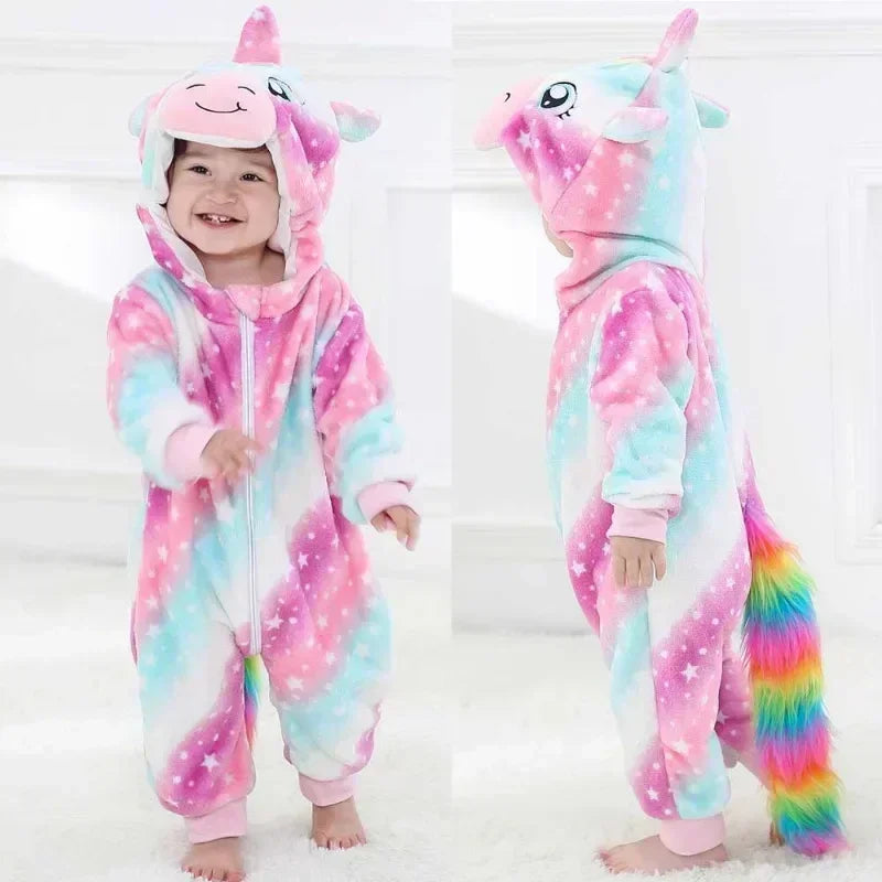 Baby Rompers Winter Kigurumi Lion Costume for Girls Boys Toddler Animal Jumpsuit Infant Clothes Pyjamas Kids Overalls Ropa Bebes