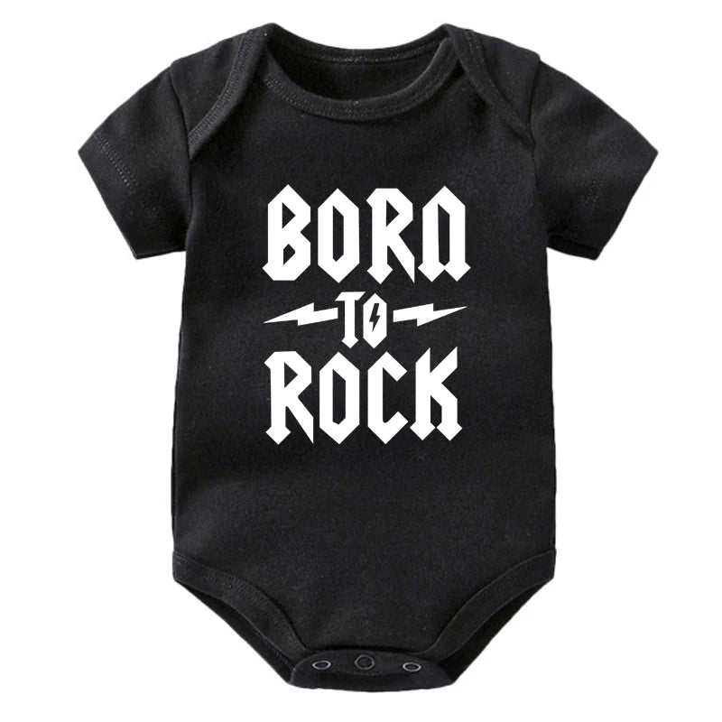 Born to Rock Newborn Baby Short Sleeve Cotton Baby Bodysuit Cute Baby Boy Clothes Jumpsuit Infant Outfit Baby Body Rock