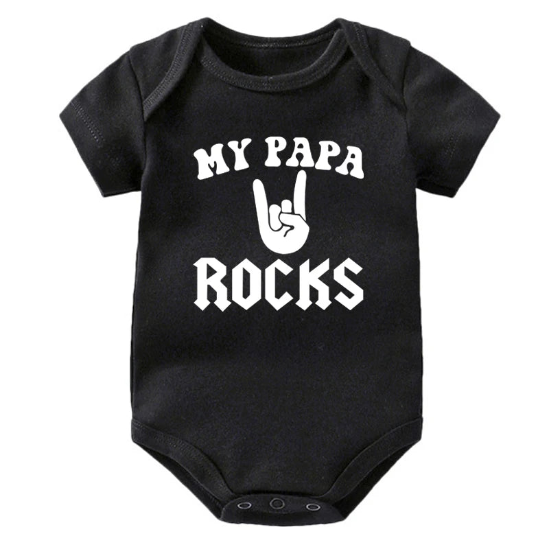 Born to Rock Newborn Baby Short Sleeve Cotton Baby Bodysuit Cute Baby Boy Clothes Jumpsuit Infant Outfit Baby Body Rock