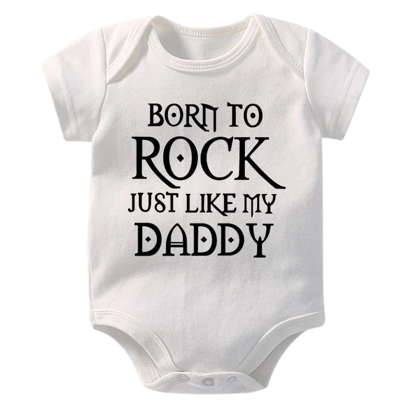 Born to Rock Newborn Baby Short Sleeve Cotton Baby Bodysuit Cute Baby Boy Clothes Jumpsuit Infant Outfit Baby Body Rock