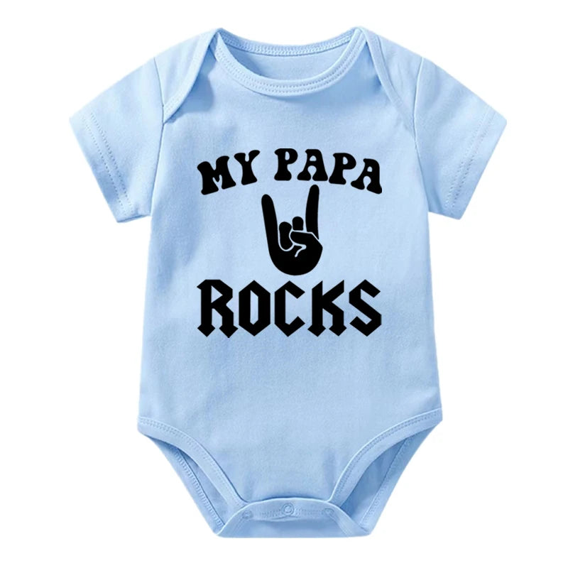 Born to Rock Newborn Baby Short Sleeve Cotton Baby Bodysuit Cute Baby Boy Clothes Jumpsuit Infant Outfit Baby Body Rock