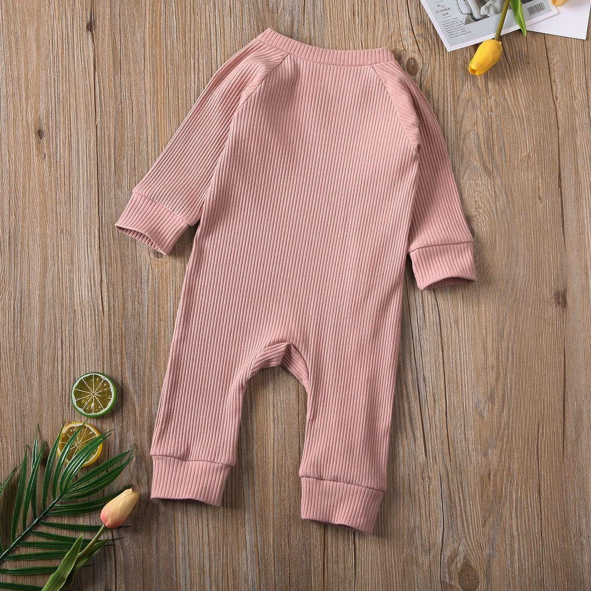 Newborn Baby Boy Girl Knitted Romper Jumpsuit Solid Long Sleeve Legging Bodysuit Playsuit Clothes Winter 0-18M