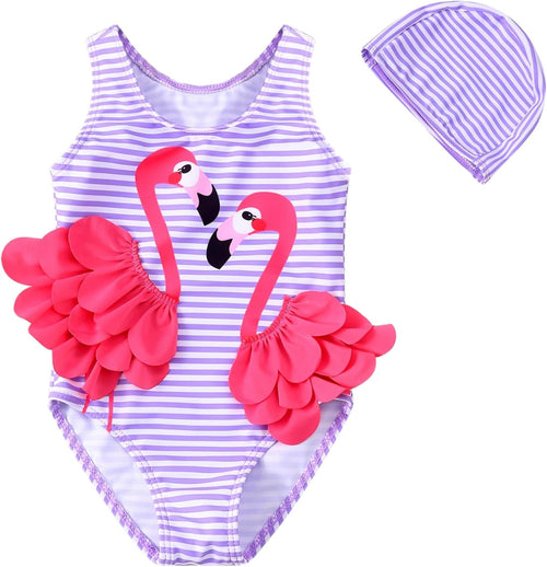 Baby Girl One Piece Swimsuit Swimwear Toddler Kid Flamingo Bikini Bathing Suit Sunsuit Rash Guard 1-5T