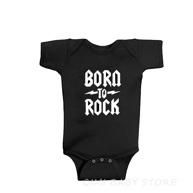 Born to Rock Newborn Baby Short Sleeve Cotton Baby Bodysuit Cute Baby Boy Clothes Jumpsuit Infant Outfit Baby Body Rock