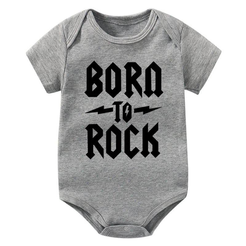 Born to Rock Newborn Baby Short Sleeve Cotton Baby Bodysuit Cute Baby Boy Clothes Jumpsuit Infant Outfit Baby Body Rock