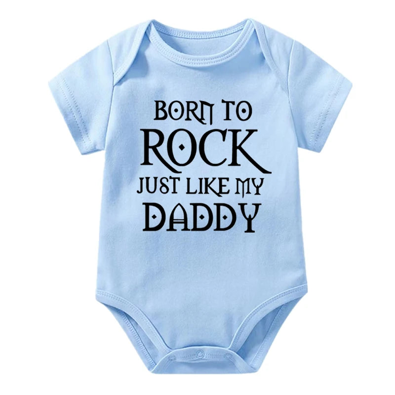 Born to Rock Newborn Baby Short Sleeve Cotton Baby Bodysuit Cute Baby Boy Clothes Jumpsuit Infant Outfit Baby Body Rock