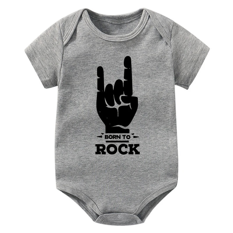 Born to Rock Newborn Baby Short Sleeve Cotton Baby Bodysuit Cute Baby Boy Clothes Jumpsuit Infant Outfit Baby Body Rock