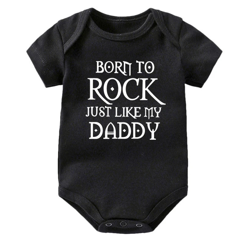 Born to Rock Newborn Baby Short Sleeve Cotton Baby Bodysuit Cute Baby Boy Clothes Jumpsuit Infant Outfit Baby Body Rock