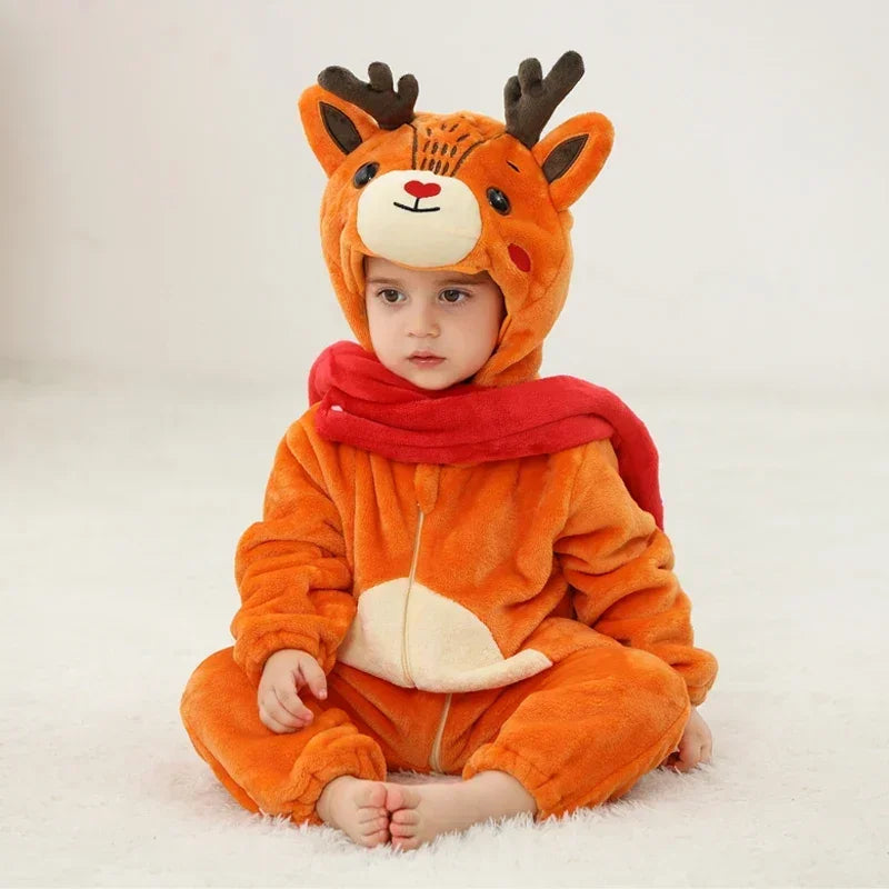 Baby Rompers Winter Kigurumi Lion Costume for Girls Boys Toddler Animal Jumpsuit Infant Clothes Pyjamas Kids Overalls Ropa Bebes