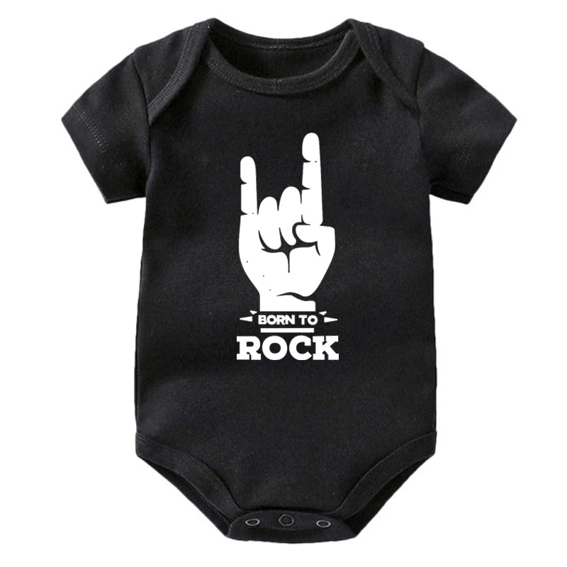 Born to Rock Newborn Baby Short Sleeve Cotton Baby Bodysuit Cute Baby Boy Clothes Jumpsuit Infant Outfit Baby Body Rock