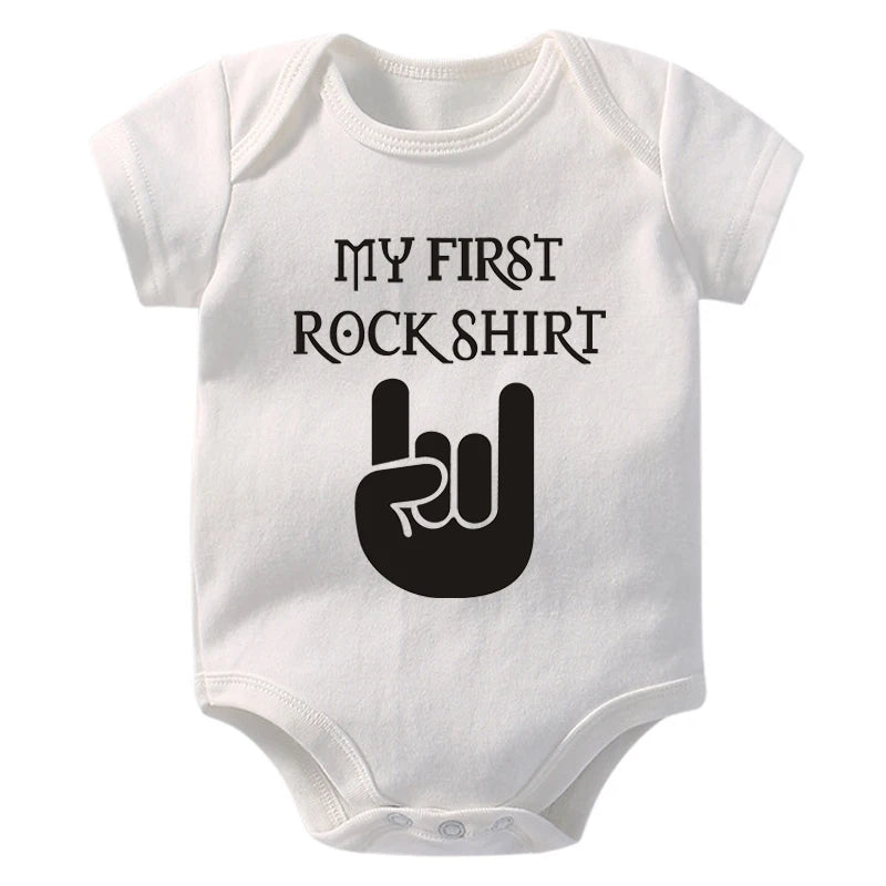 Born to Rock Newborn Baby Short Sleeve Cotton Baby Bodysuit Cute Baby Boy Clothes Jumpsuit Infant Outfit Baby Body Rock