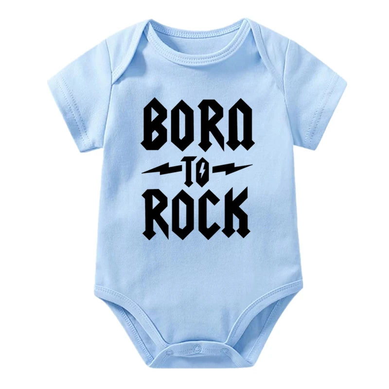 Born to Rock Newborn Baby Short Sleeve Cotton Baby Bodysuit Cute Baby Boy Clothes Jumpsuit Infant Outfit Baby Body Rock
