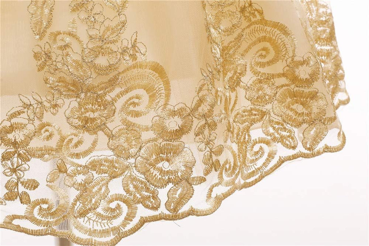 0-6T Big Bowknot Sequins Embroidered Lace Party Tutu Gown Toddler Baby Girls Dress with Headwear