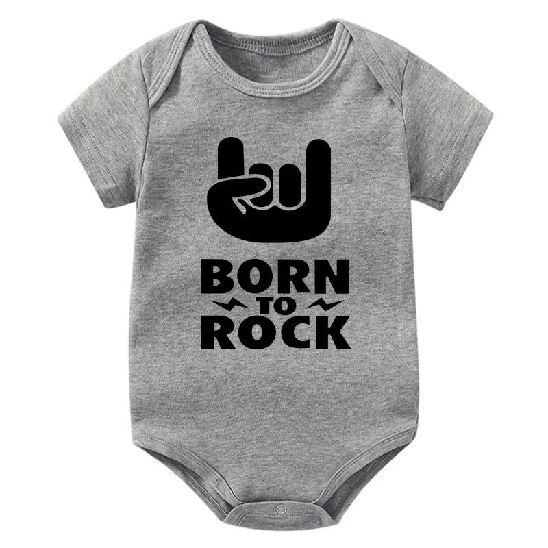 Born to Rock Newborn Baby Short Sleeve Cotton Baby Bodysuit Cute Baby Boy Clothes Jumpsuit Infant Outfit Baby Body Rock