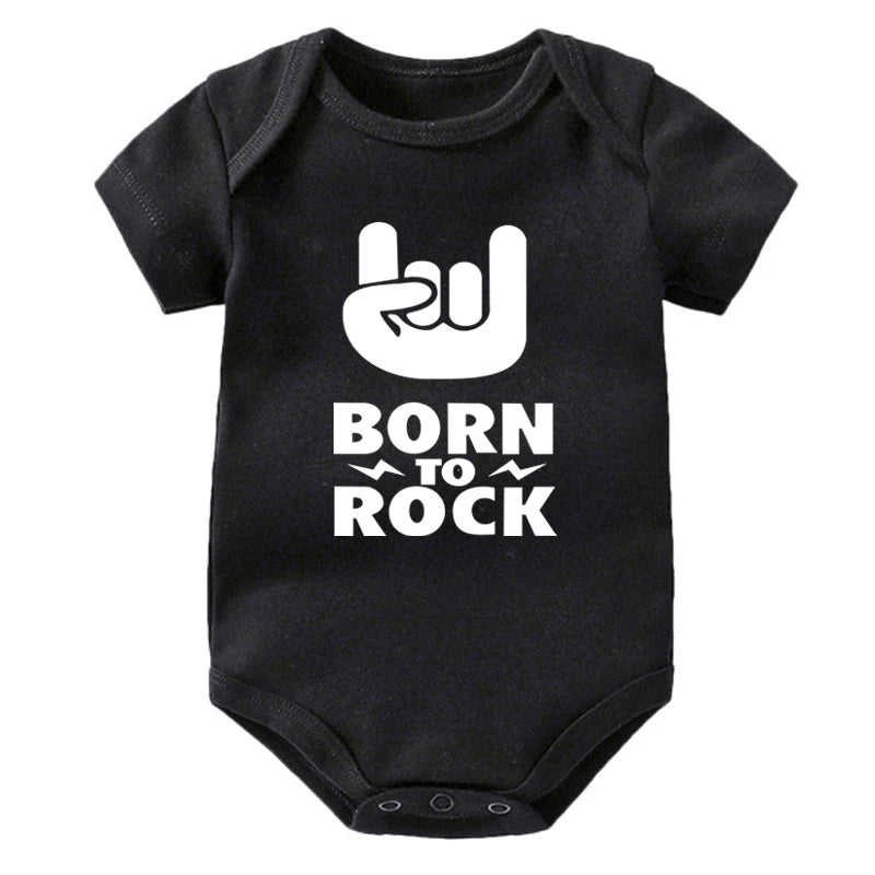 Born to Rock Newborn Baby Short Sleeve Cotton Baby Bodysuit Cute Baby Boy Clothes Jumpsuit Infant Outfit Baby Body Rock