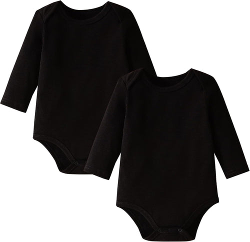 2-Pack Unisex Baby Bodysuit Super Soft Viscose from Bamboo - Solid Long Sleeve Baby Boys Girls Onsies