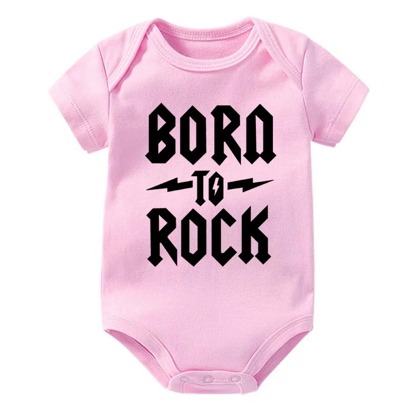 Born to Rock Newborn Baby Short Sleeve Cotton Baby Bodysuit Cute Baby Boy Clothes Jumpsuit Infant Outfit Baby Body Rock