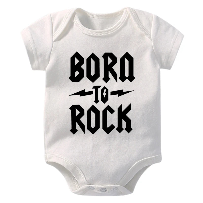 Born to Rock Newborn Baby Short Sleeve Cotton Baby Bodysuit Cute Baby Boy Clothes Jumpsuit Infant Outfit Baby Body Rock