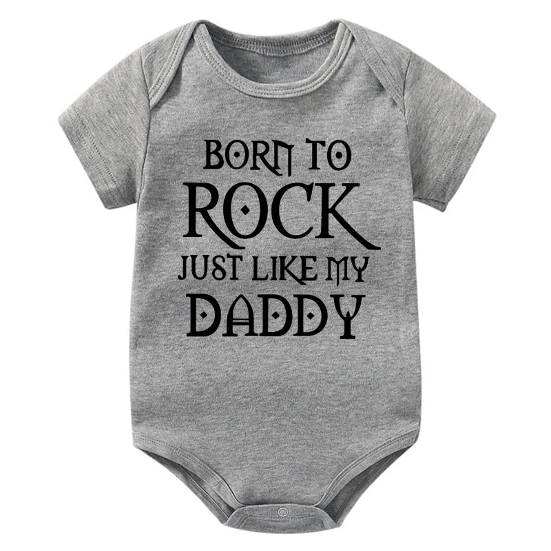 Born to Rock Newborn Baby Short Sleeve Cotton Baby Bodysuit Cute Baby Boy Clothes Jumpsuit Infant Outfit Baby Body Rock
