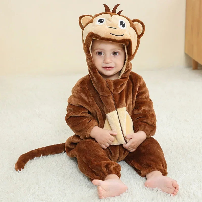 Baby Rompers Winter Kigurumi Lion Costume for Girls Boys Toddler Animal Jumpsuit Infant Clothes Pyjamas Kids Overalls Ropa Bebes