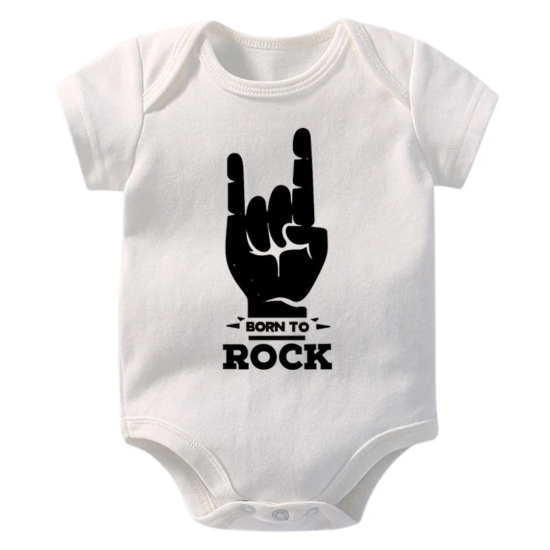 Born to Rock Newborn Baby Short Sleeve Cotton Baby Bodysuit Cute Baby Boy Clothes Jumpsuit Infant Outfit Baby Body Rock