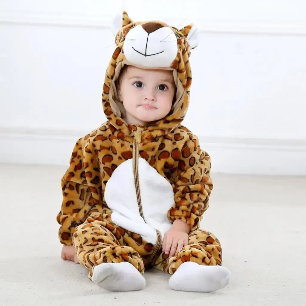 Baby Rompers Winter Kigurumi Lion Costume for Girls Boys Toddler Animal Jumpsuit Infant Clothes Pyjamas Kids Overalls Ropa Bebes