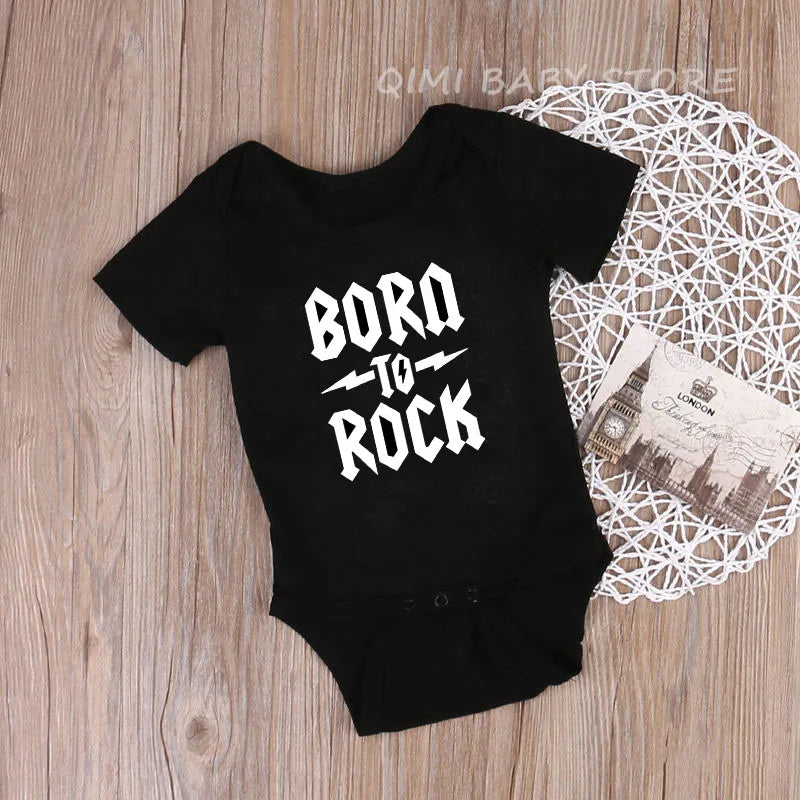 Born to Rock Newborn Baby Short Sleeve Cotton Baby Bodysuit Cute Baby Boy Clothes Jumpsuit Infant Outfit Baby Body Rock