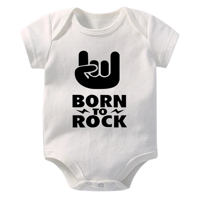 Born to Rock Newborn Baby Short Sleeve Cotton Baby Bodysuit Cute Baby Boy Clothes Jumpsuit Infant Outfit Baby Body Rock
