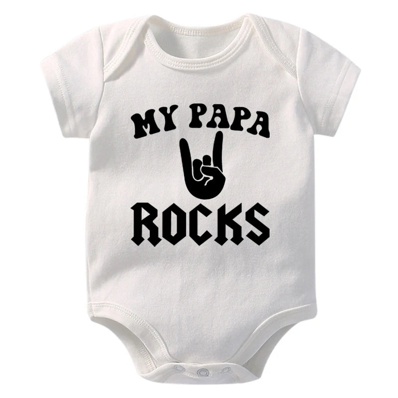 Born to Rock Newborn Baby Short Sleeve Cotton Baby Bodysuit Cute Baby Boy Clothes Jumpsuit Infant Outfit Baby Body Rock