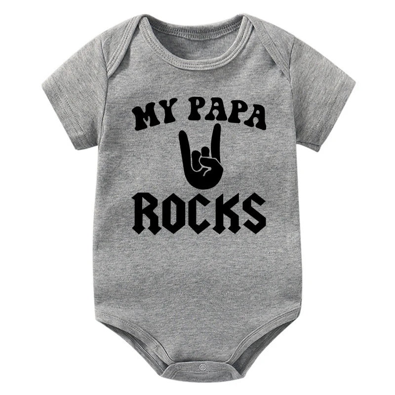 Born to Rock Newborn Baby Short Sleeve Cotton Baby Bodysuit Cute Baby Boy Clothes Jumpsuit Infant Outfit Baby Body Rock