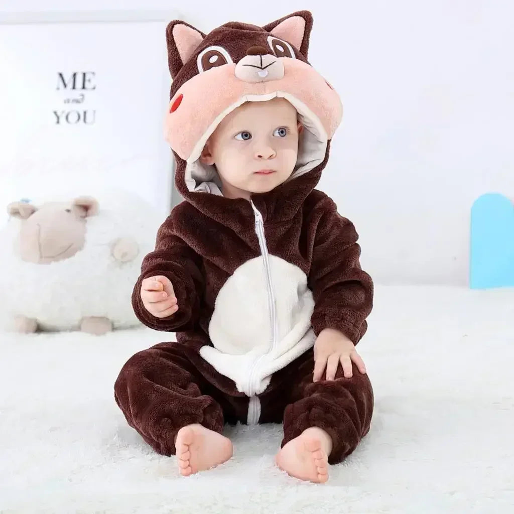 Baby Rompers Winter Kigurumi Lion Costume for Girls Boys Toddler Animal Jumpsuit Infant Clothes Pyjamas Kids Overalls Ropa Bebes